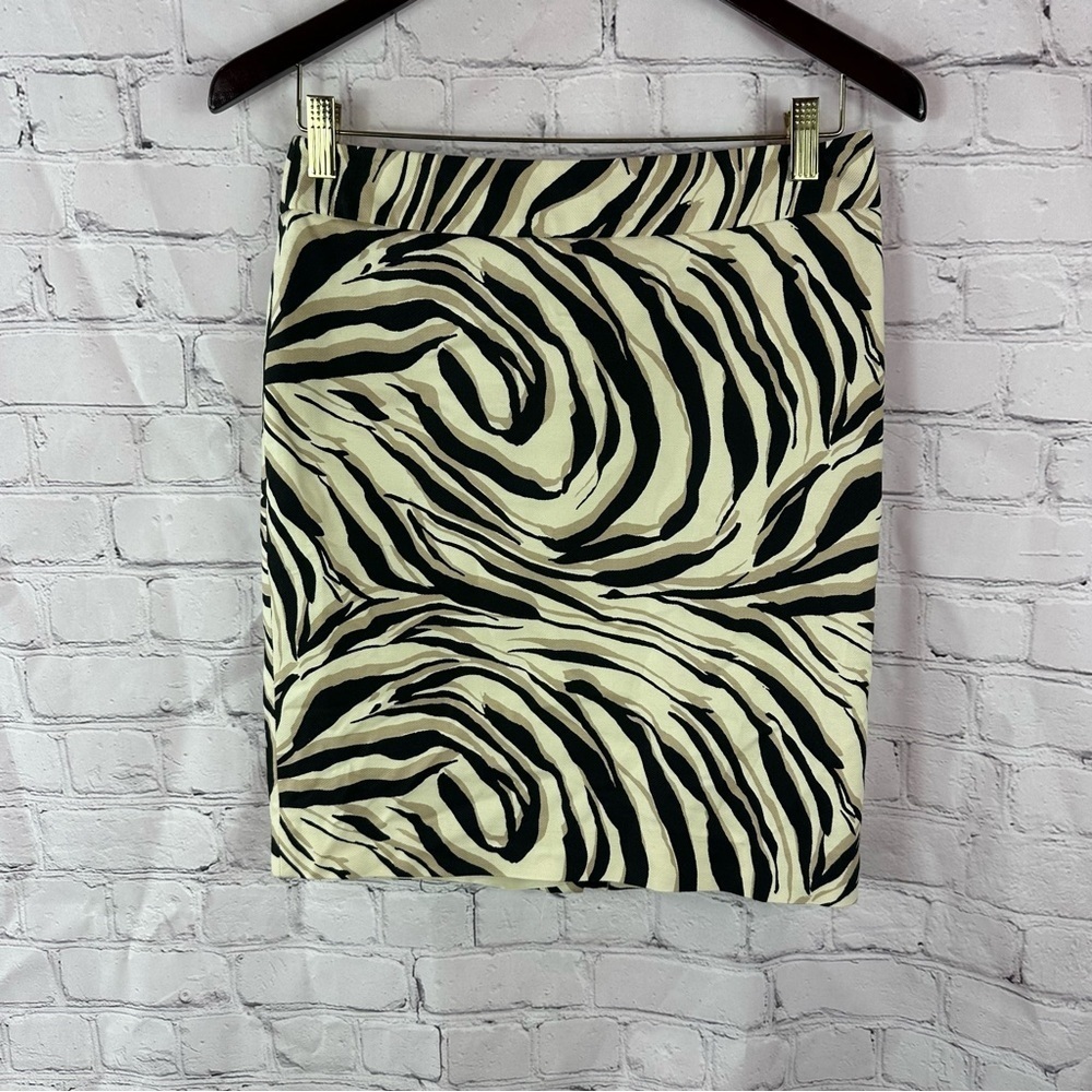 LOFT ann taylor animal print zebra Pencil Skirt cotton blend sz 2 office
